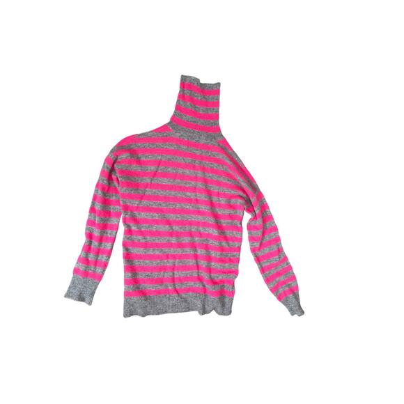 JUMPER 1234 Stripe Roll Collar Jumper - Grey/Pink - Size 1 - Picture 3 of 6